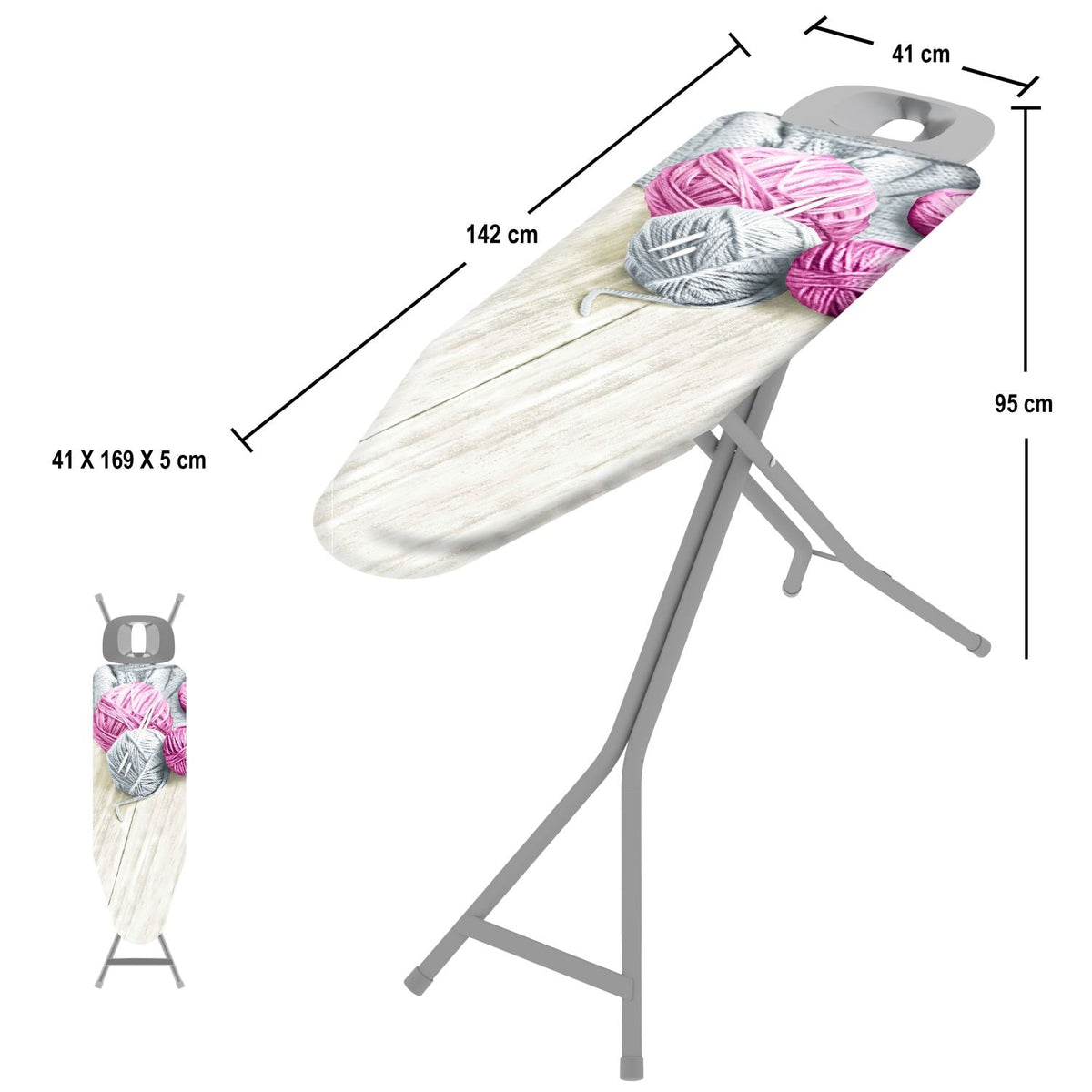 Table à repasser, 120x40 cm, hauteur réglable en 6 positions jusqu'à 95 cm, housse de table à repasser 100% coton, Colombo PROFI , 2