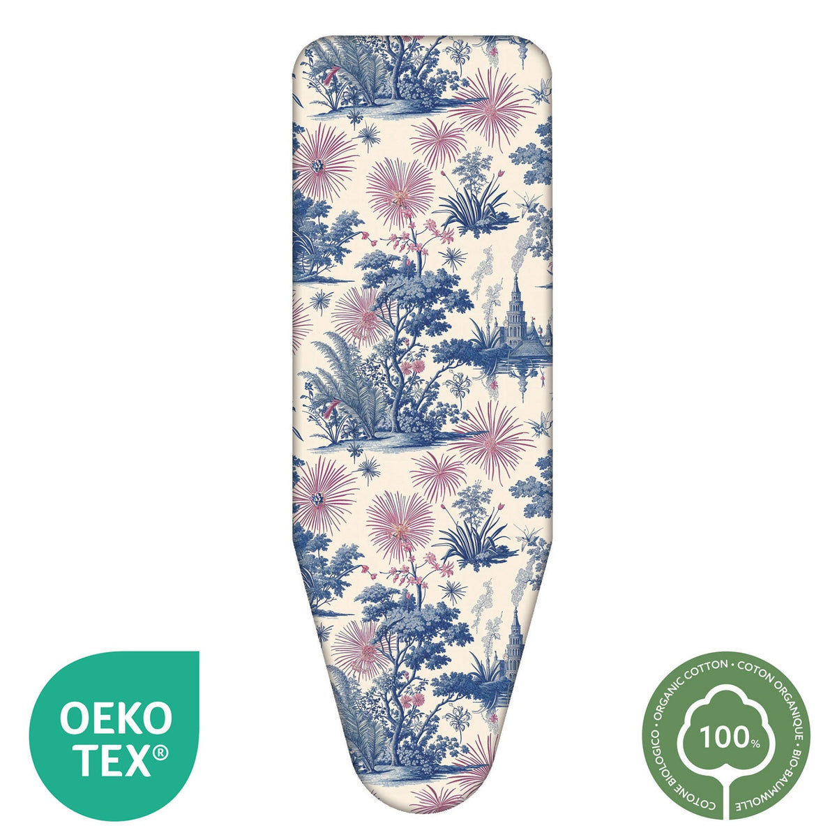 Housse table à repasser, format XL 140 × 55 cm, 100 % Сoton, avec clip, Fabriquée en Italie, Colombo Spring Blossom, 2