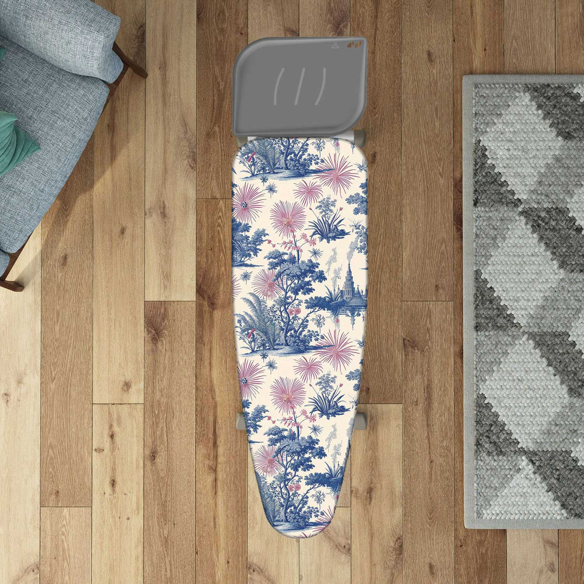 Housse table à repasser, format XL 140 × 55 cm, 100 % Сoton, avec clip, Fabriquée en Italie, Colombo Spring Blossom, 1