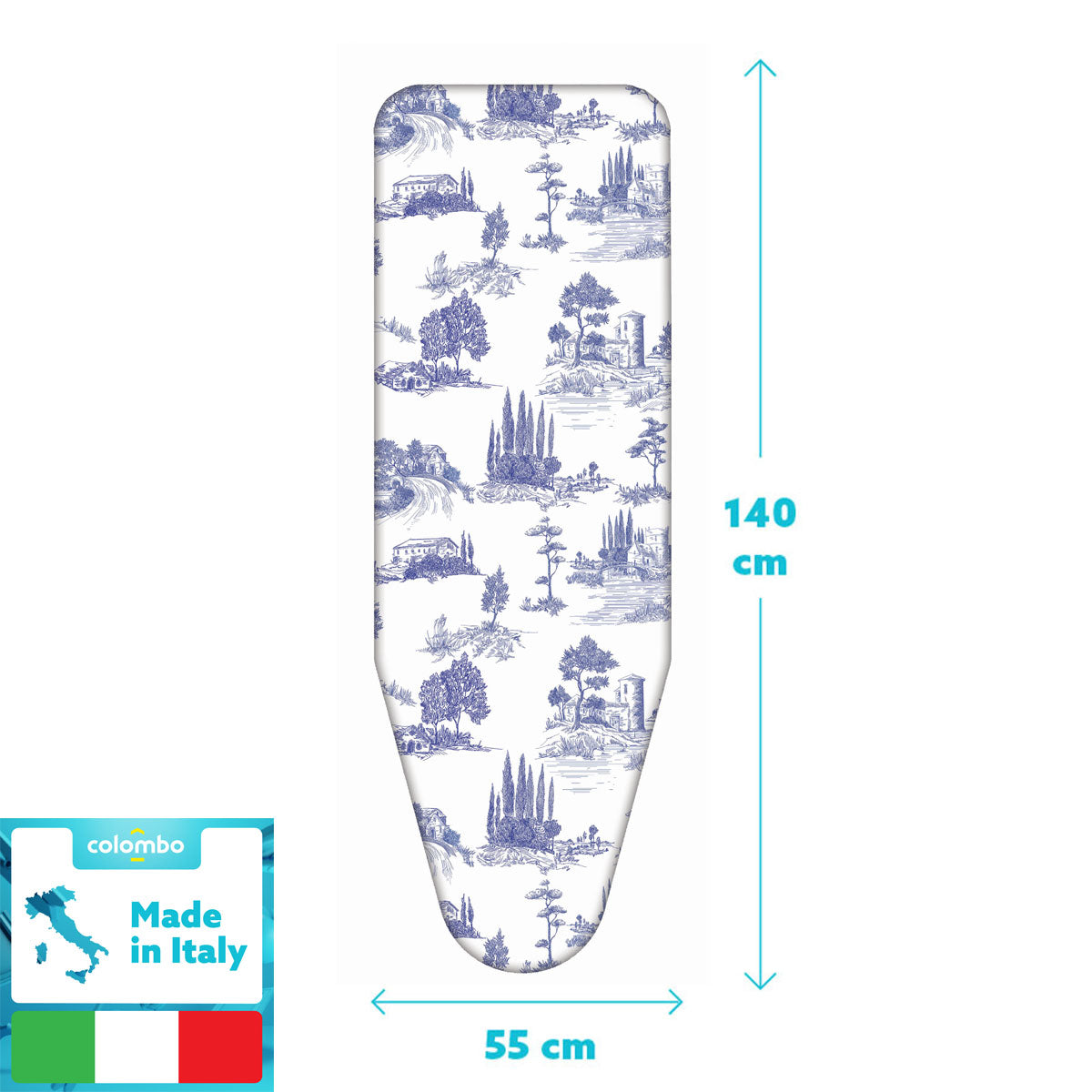 Housse table à repasser, format XL 140 × 55 cm, 100 % Сoton, avec clip, Fabriquée en Italie, Colombo Tuscan Summer, 3
