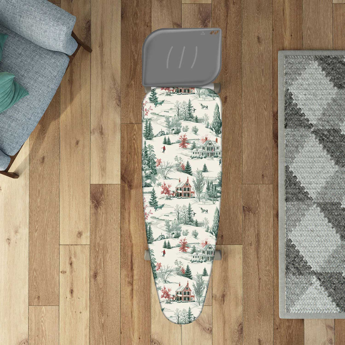 Housse table à repasser, format XL 140 × 55 cm, 100 % Сoton, avec clip, Fabriquée en Italie, Colombo Winter Alps, 1