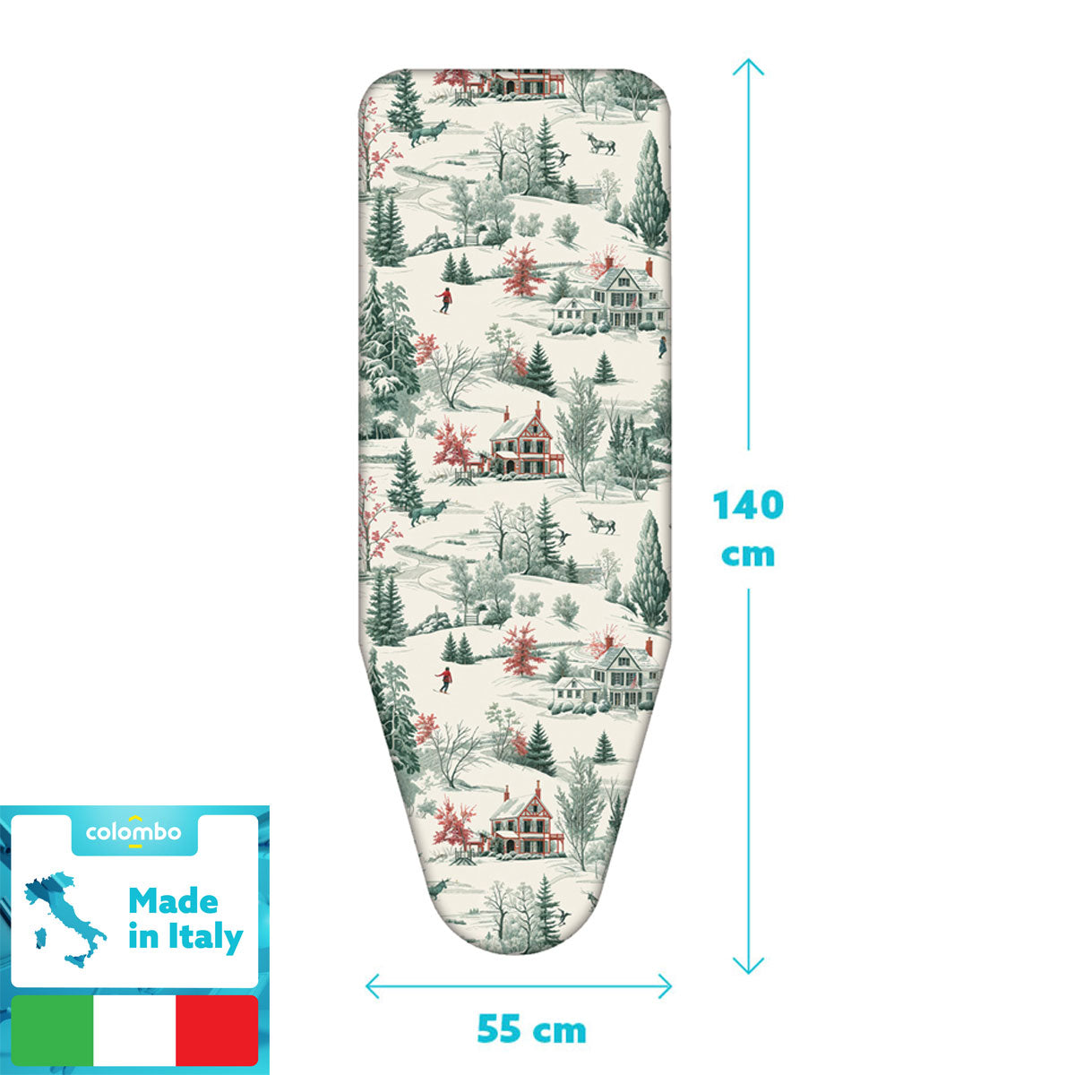 Housse table à repasser, format XL 140 × 55 cm, 100 % Сoton, avec clip, Fabriquée en Italie, Colombo Winter Alps, 3