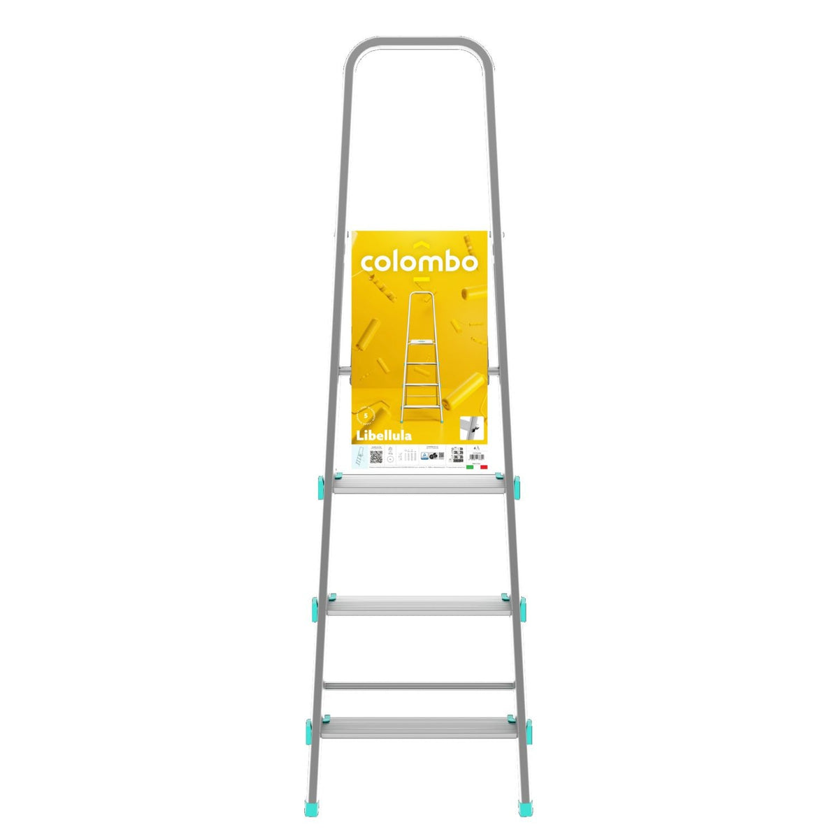 Escabeau 4 marches, Escabeau Pliable, Escabeau Sécurisé, Hauteur 84cm, Charge max. 150kg, Aluminium, Colombo LIBELLULA , 5