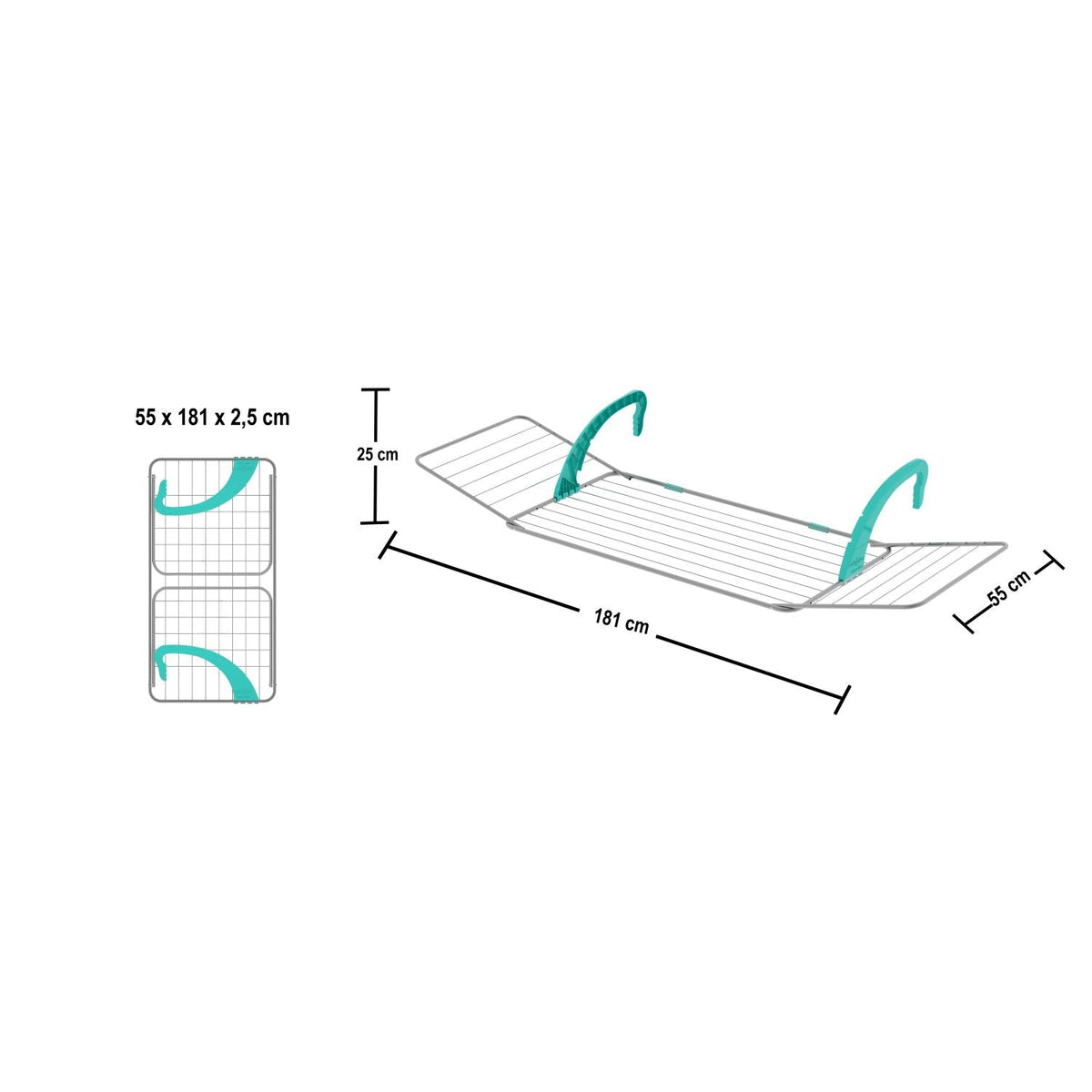 Séchoir à linge, Etendoir a linge pliable, Longueur de séchage 18m, Capacité de linge 8 kg, Colombo BALCONY 18 , 2
