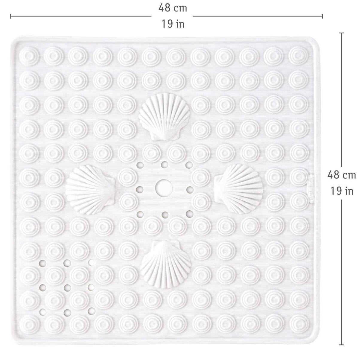 Tapis de Douche antidérapant, 48 x 48 cm, résistant à la moisissure, Lavable en Machine, Blanc, Tatkraft Shell, 5