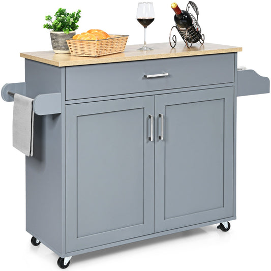 Chariot de Rangement, Ilot de Cuisine, Desserte a Roulette, Desserte de Cuisine, Desserte micro onde, Gris, Costway, 1