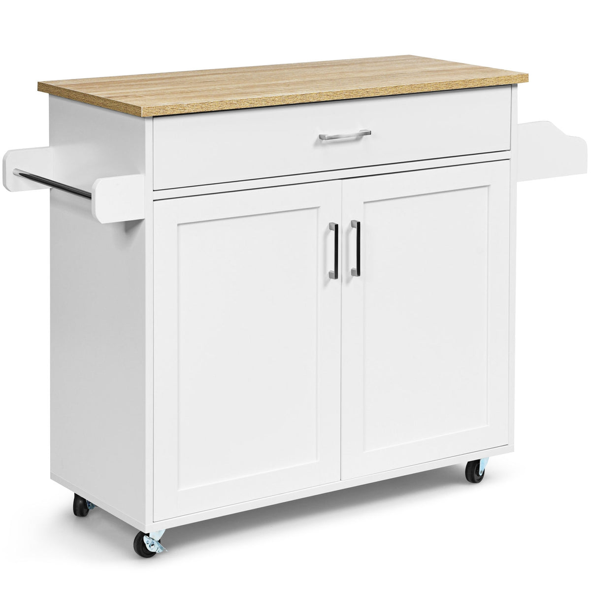 Desserte a Roulette, Chariot de Rangement, Ilot de Cuisine, Desserte de Cuisine, Desserte micro onde, Blanc, Costway, 1