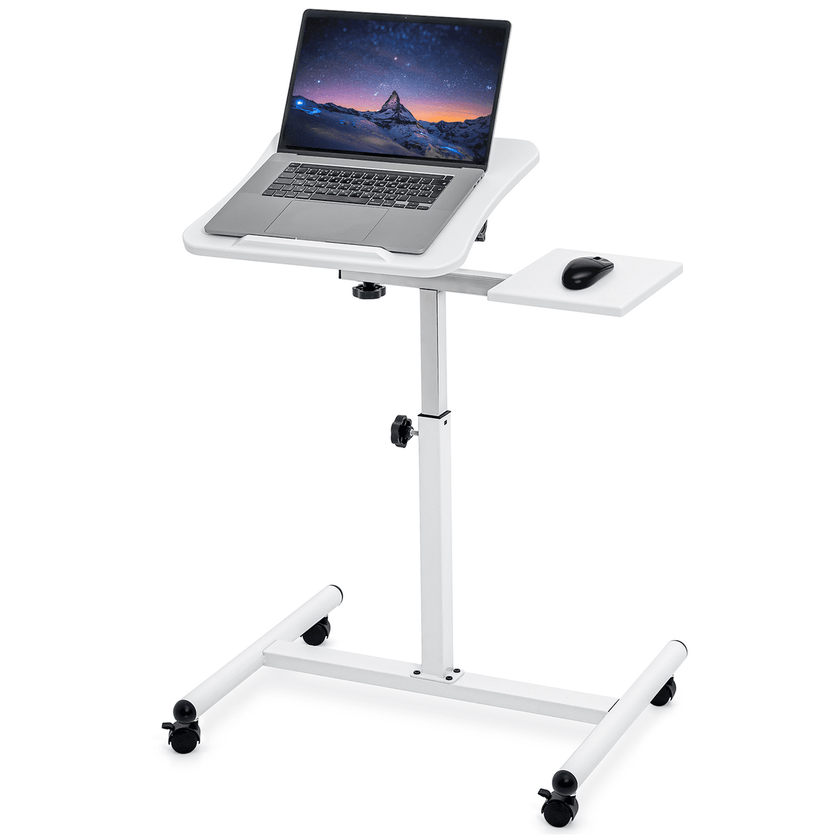 Table Ergonomique pour Ordinateur Portable, Hauteur Réglable 72 - 110 cm, Pivote à 360°, Tatkraft Bianca