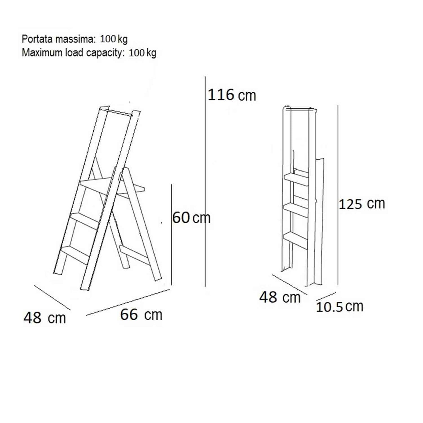 Escabeau en bois, pliant, compact, ARIT KIMORA