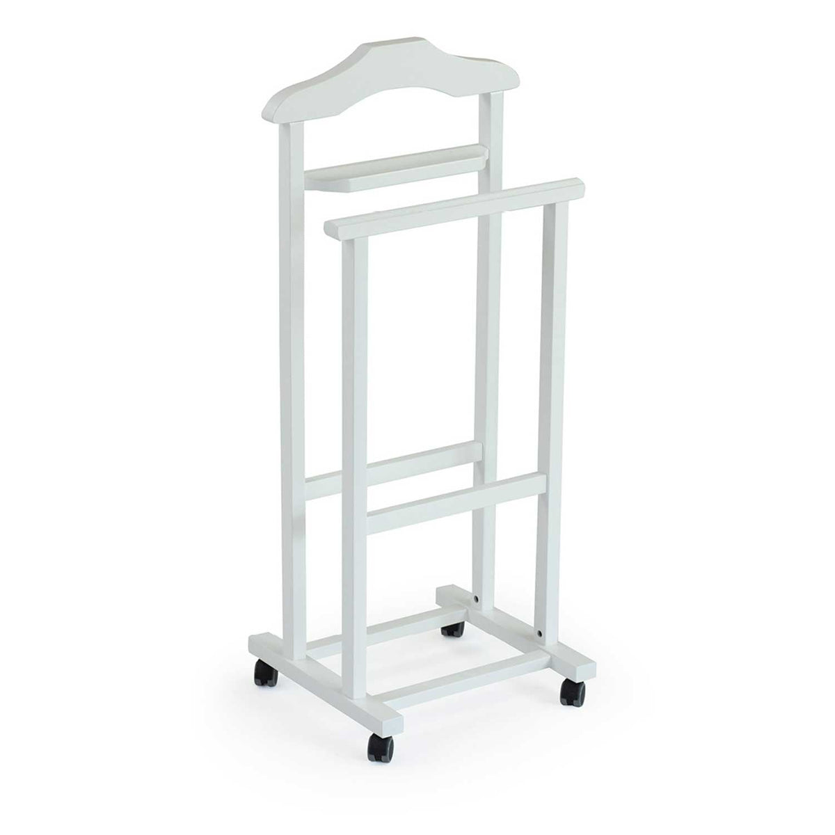 ARIT - Valet de nuit MIRANO, Composé d'un cintre, d'un porte-pantalon et d'une tablette de rangement - couleur blanche, 3