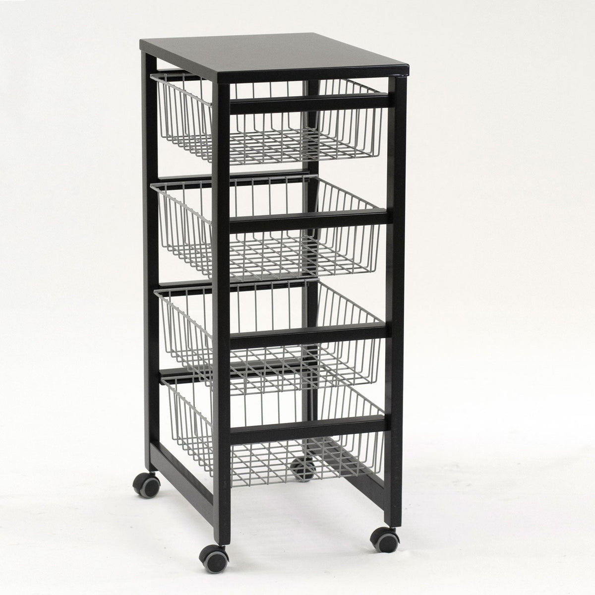 Chariot de cuisine GINGERONE, Desserte Cuisine, Desserte a Roulette, Desserte Bois, 4 paniers coulissants, noir, Arit, 2