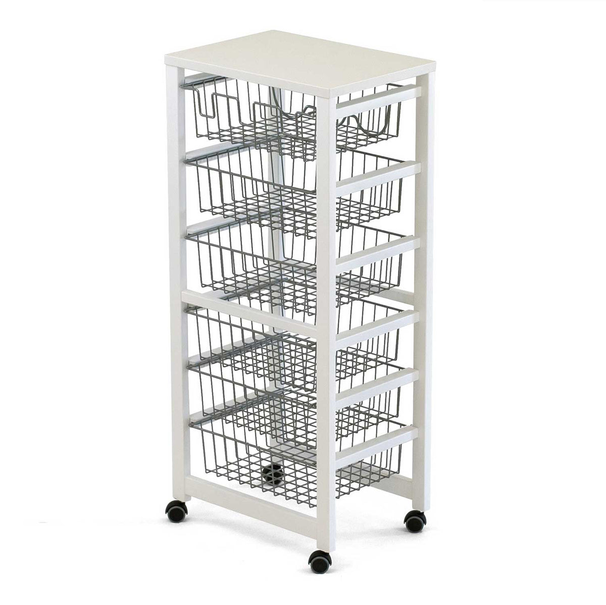 Chariot de cuisine GUSTAVO, Desserte Cuisine, Desserte a Roulette, Desserte Bois, 5 cestini, laccato bianco, Arit, 3