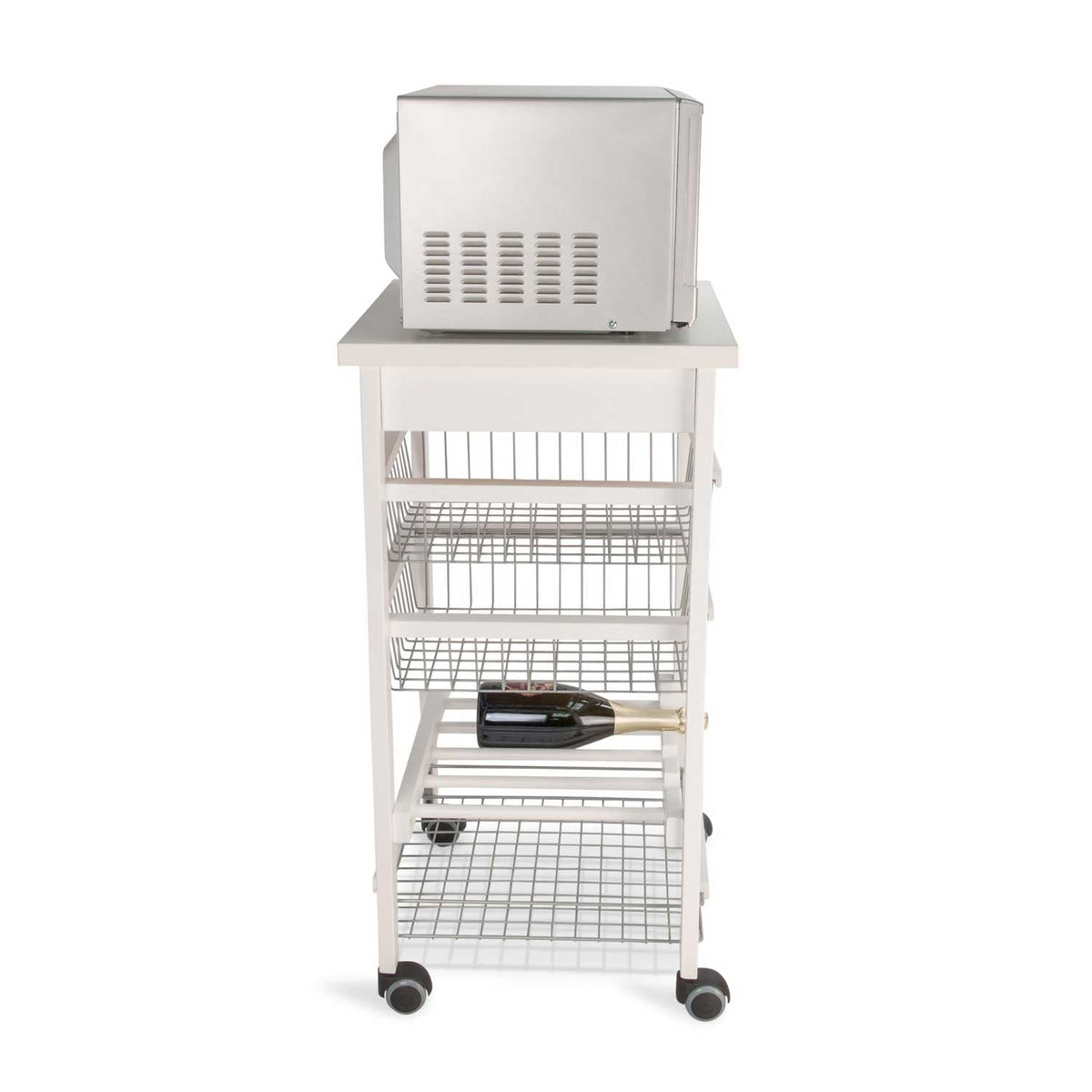 Chariot de cuisine ARTURO, Desserte Cuisine, Desserte a Roulette, Desserte Bois, Bouteille Central, blanc, Arit, 5