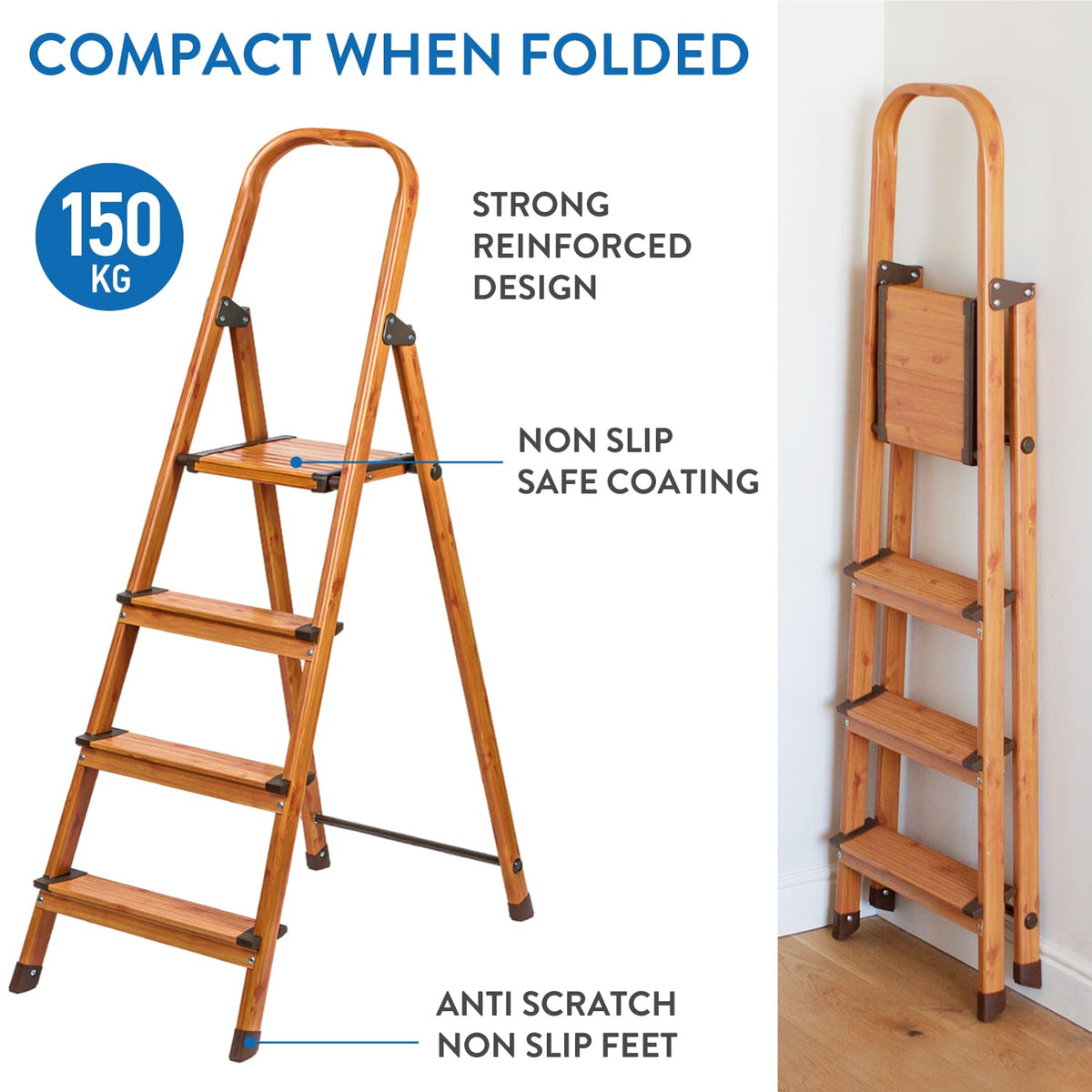 Escabeau Domestique, design scandinave, 4 marches, Tatkraft Upgrade 4, c