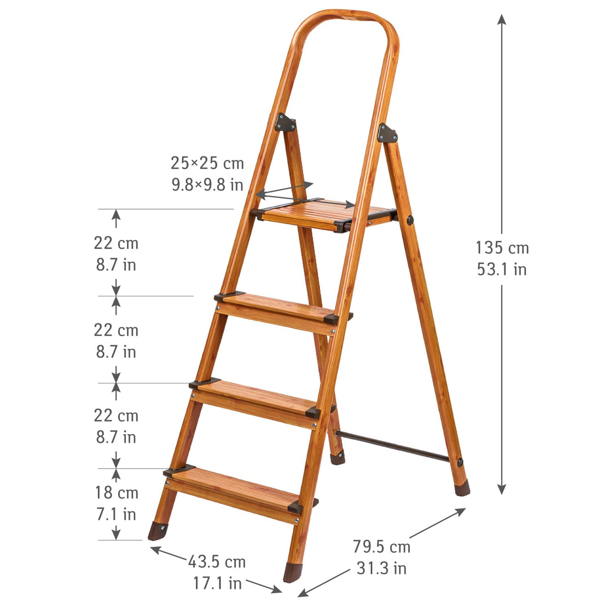 Escabeau Domestique, design scandinave, 4 marches, Tatkraft Upgrade 4, size