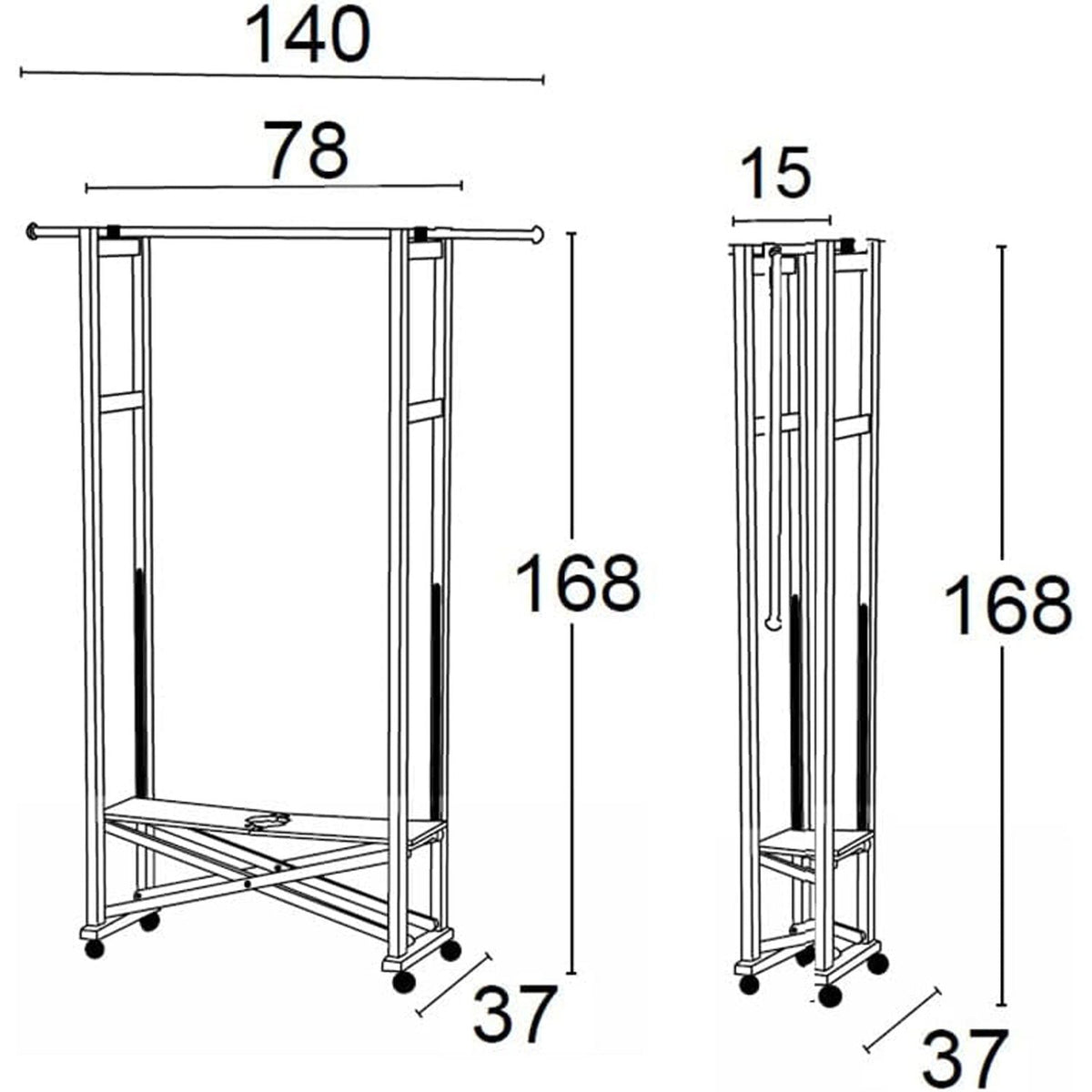 Portant Vetement Bois, Penderie,Portant a Vêtement Pliable, Tringle, ARIT Elios 8
