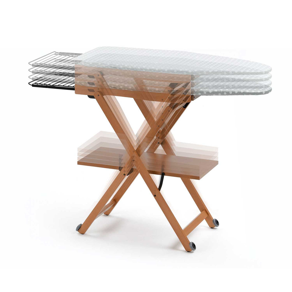 Table à Repasser, Planche à repasser, Réglable, avec Roulettes, ARIT STIROCOMODO, Couleur Cerise, 4