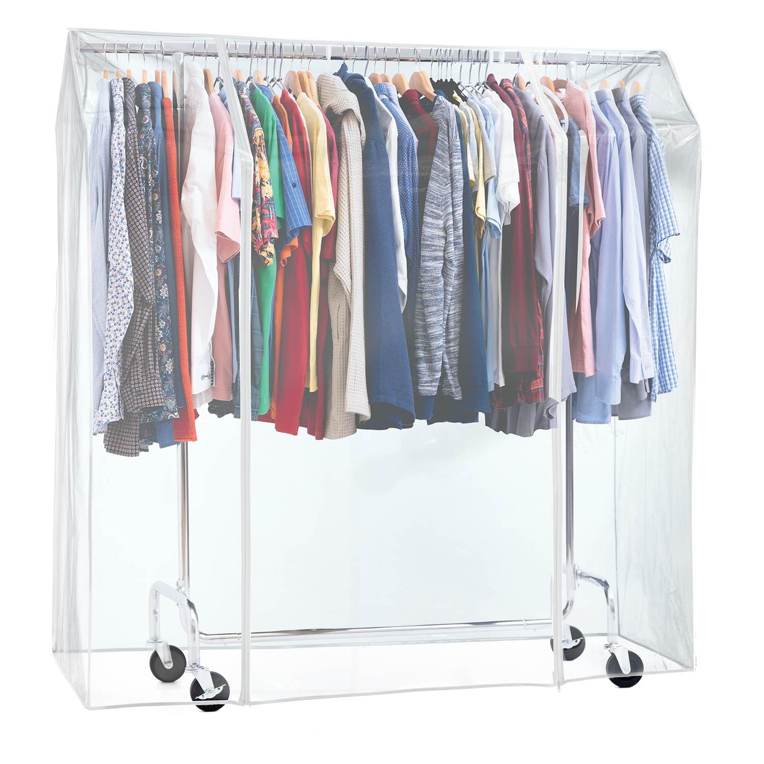 Portant Vêtement Solide, avec Housse Imperméable, sur Roulettes, Charge 130 kg, Réglable, Acier Chromé, Tatkraft Didrik & Schild