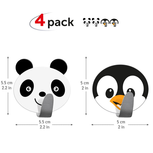 Tatkraft Friends Lot de 4 Crochets Adhésifs en Inox, Porte Manteaux pour Enfants Autocollant, Jusqu’à 5 kg, Acier Inoxydable, 1