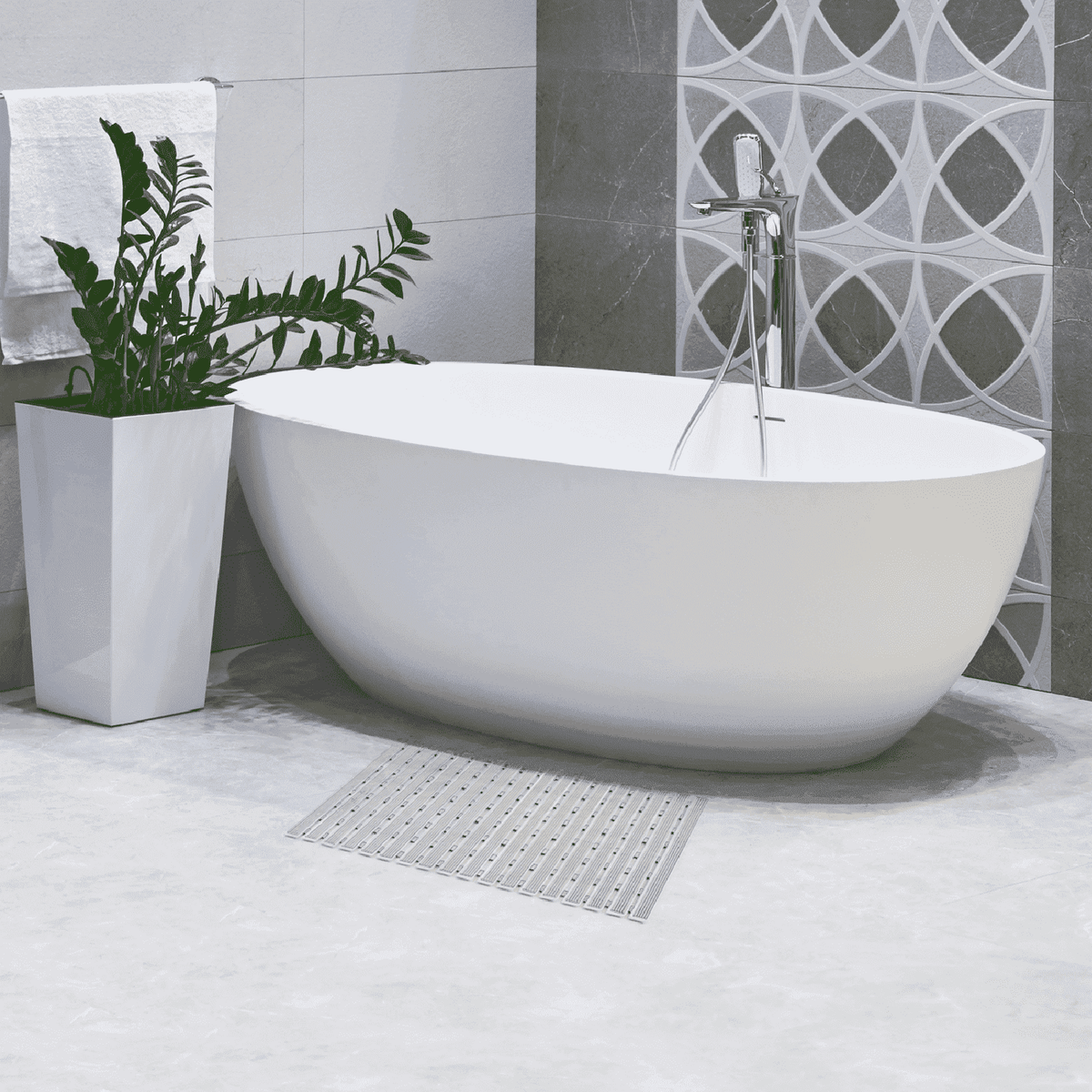 Caillebotis Douche Plastique, Tapis de Douche, Caillebotis Salle de Bain, Tapis de Baignoire Antidérapant, Tatkraft Bond Beige 6
