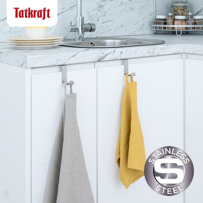 Tatkraft Seger 6 Crochets de Porte en Acier Inoxydable, Réversibles pour Porte Standart et Placard Armoire, Jusqu’à 5 kg, 4