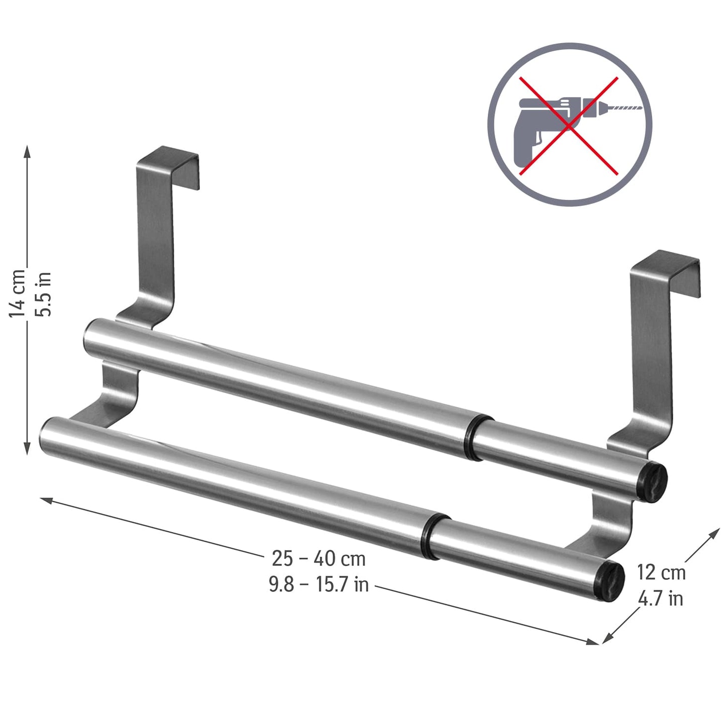 Porte Serviette en Acier Inoxydable, Tatkraft Double, 1