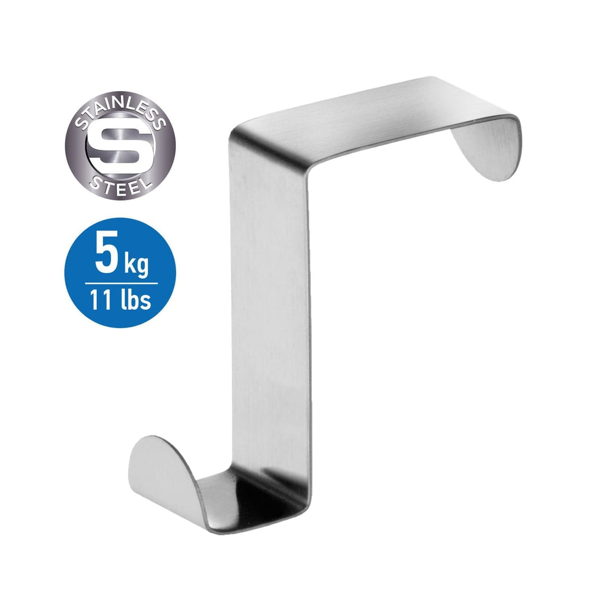 Tatkraft Seger 6 Crochets de Porte en Acier Inoxydable, Réversibles pour Porte Standart et Placard Armoire, Jusqu’à 5 kg, 3