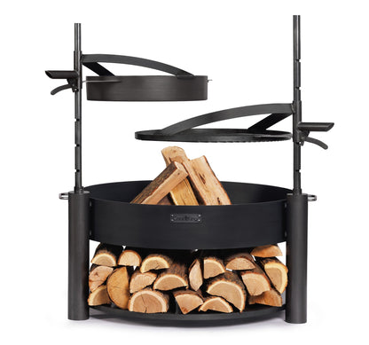 Cook King – Pack Brasero de jardin multifonction « MONTANA X » 80 cm avec grille de cuisson 60 cm, mât supplémentaire et poêle en acier brut 50 cm — vue du produit
