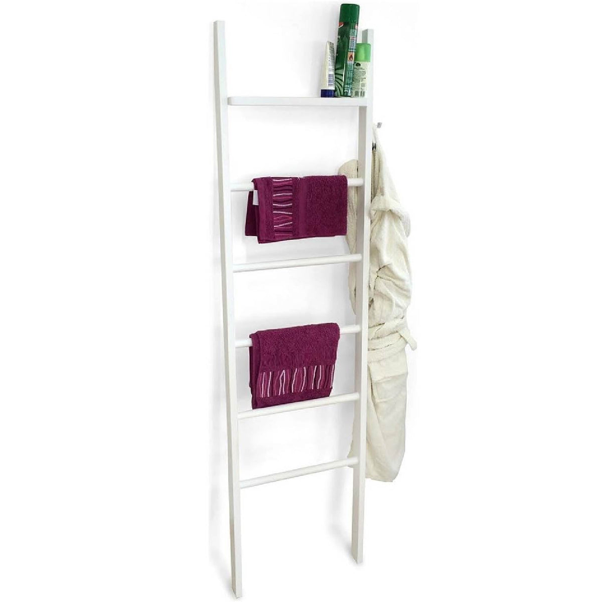 Porte serviette bois AXEL Porte serviettes sur pied, Porte serviette salle de bain, avec 5 niveaux, Couleur blanche , ARIT, 3