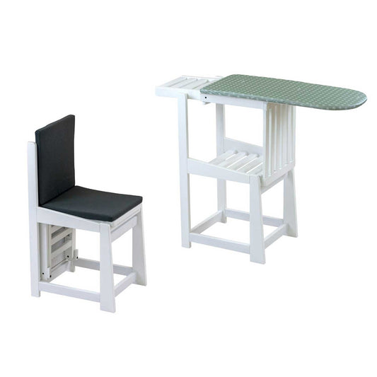 Table à Repasser Chaise, 2-en-1, Planche à repasser, 81x35cm, Support pour fer à repasser, Coussin, Bois, ARIT SINFONIA - Blanc, 1