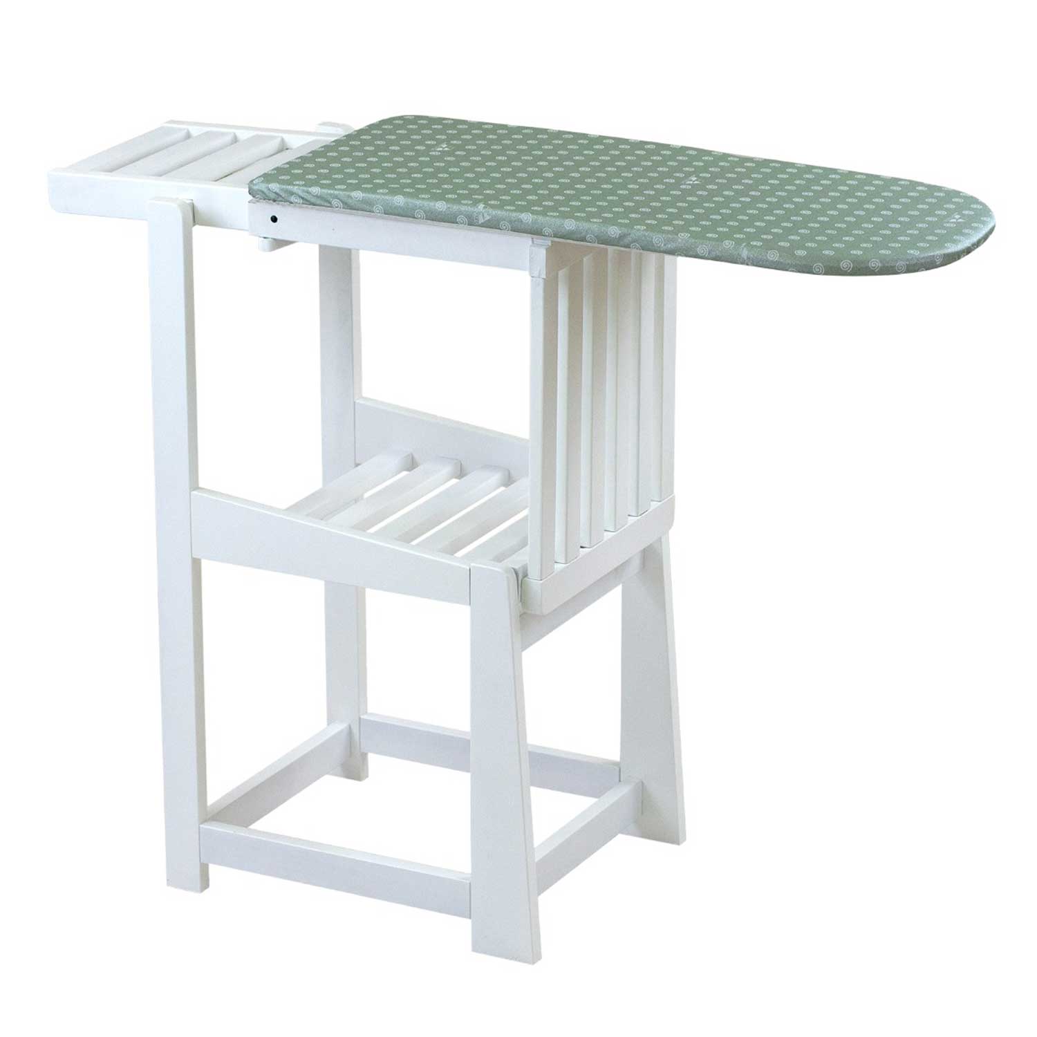Table à Repasser Chaise, 2-en-1, Planche à repasser, 81x35cm, Support pour fer à repasser, Coussin, Bois, ARIT SINFONIA - Blanc, 5