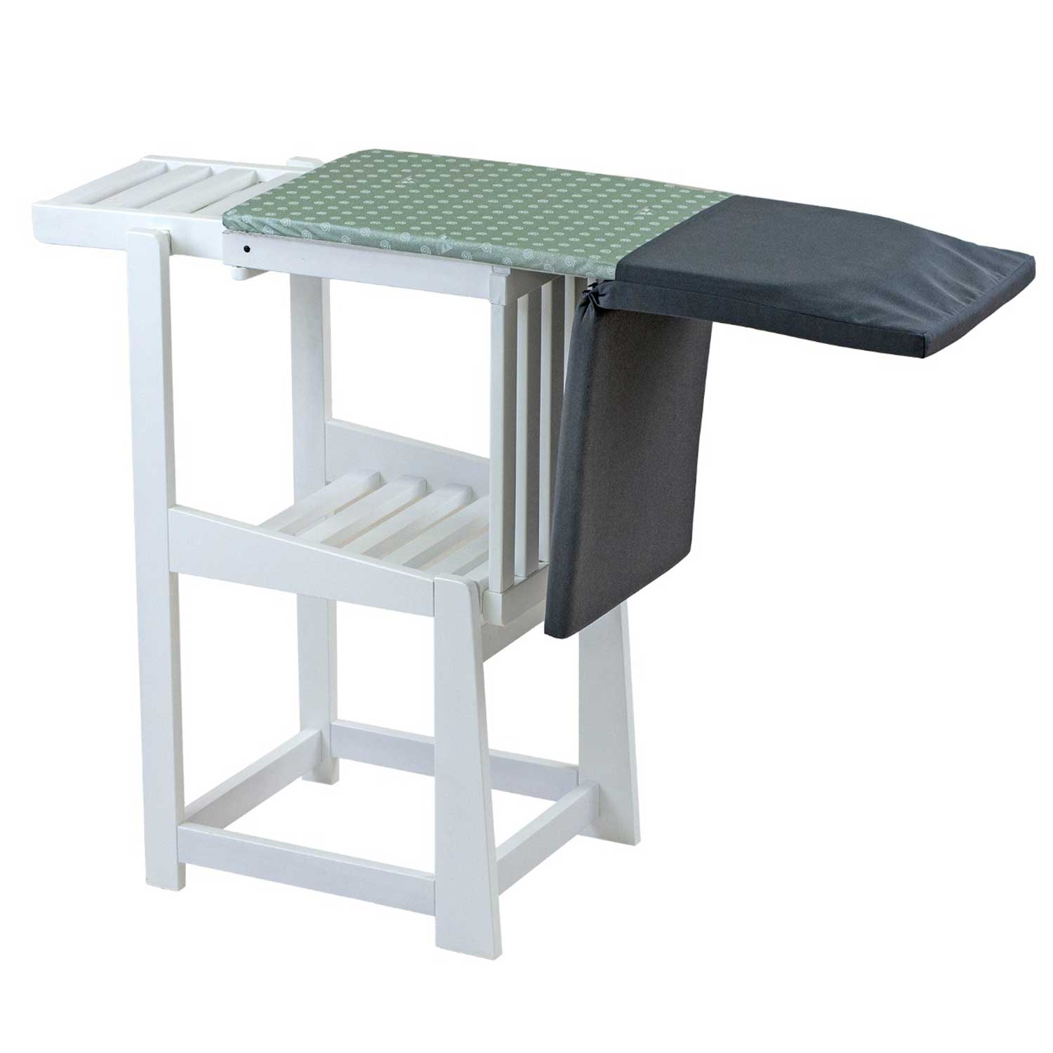 Table à Repasser Chaise, 2-en-1, Planche à repasser, 81x35cm, Support pour fer à repasser, Coussin, Bois, ARIT SINFONIA - Blanc, 6