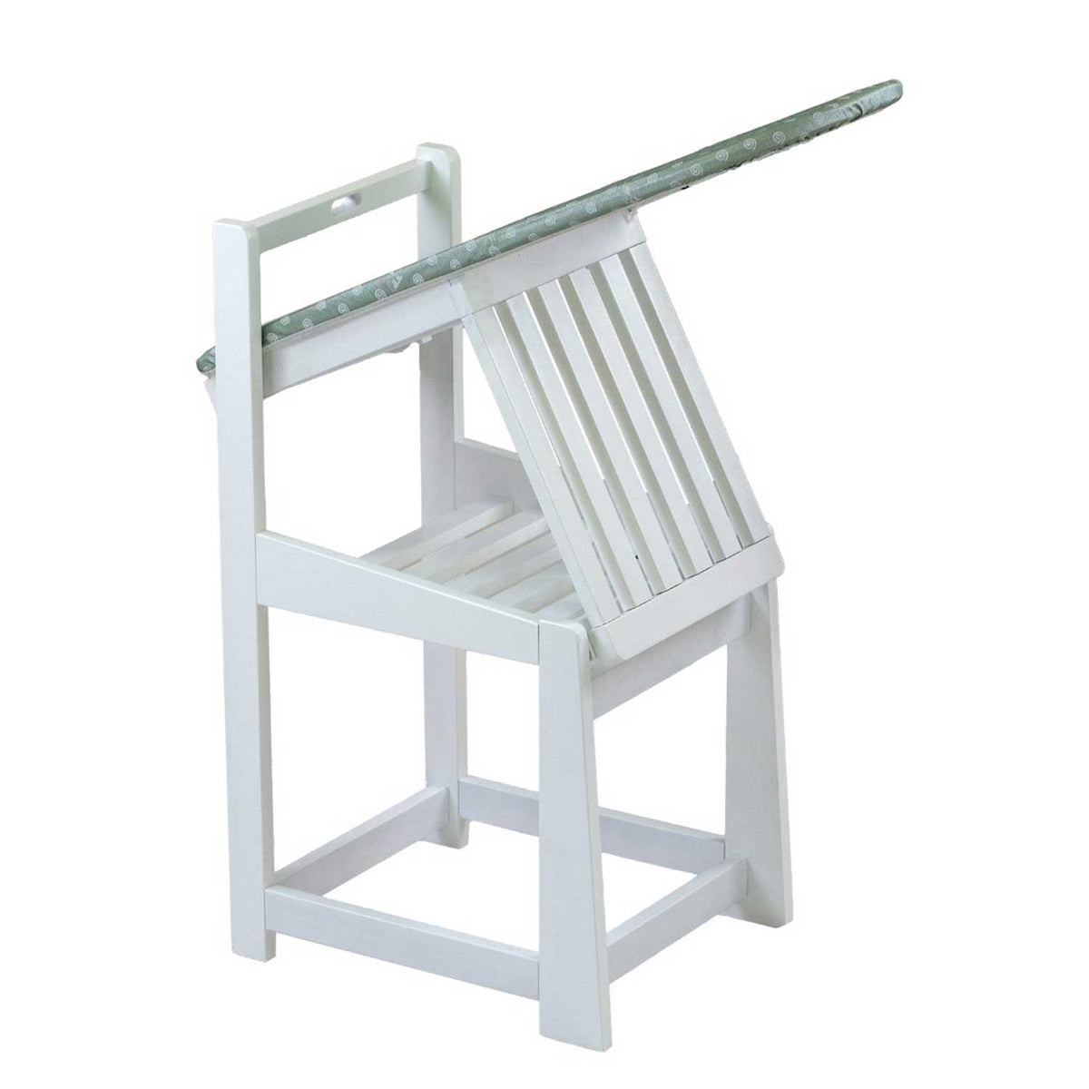 Table à Repasser Chaise, 2-en-1, Planche à repasser, 81x35cm, Support pour fer à repasser, Coussin, Bois, ARIT SINFONIA - Blanc, 3