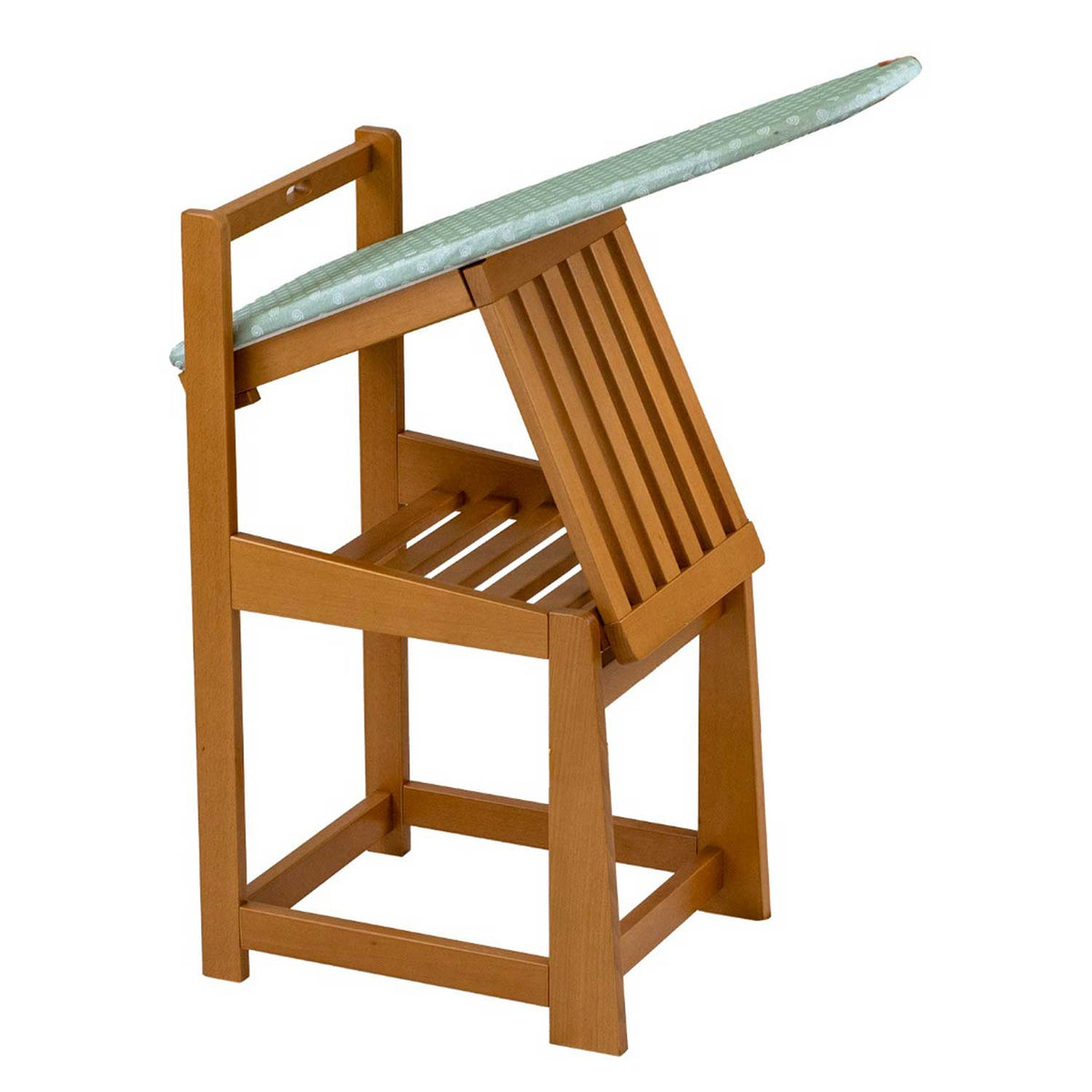 Table à Repasser Chaise, 2-en-1, Planche à repasser, 81x35cm, Support pour fer à repasser, Coussin, Bois, ARIT SINFONIA - Cerisier, 3