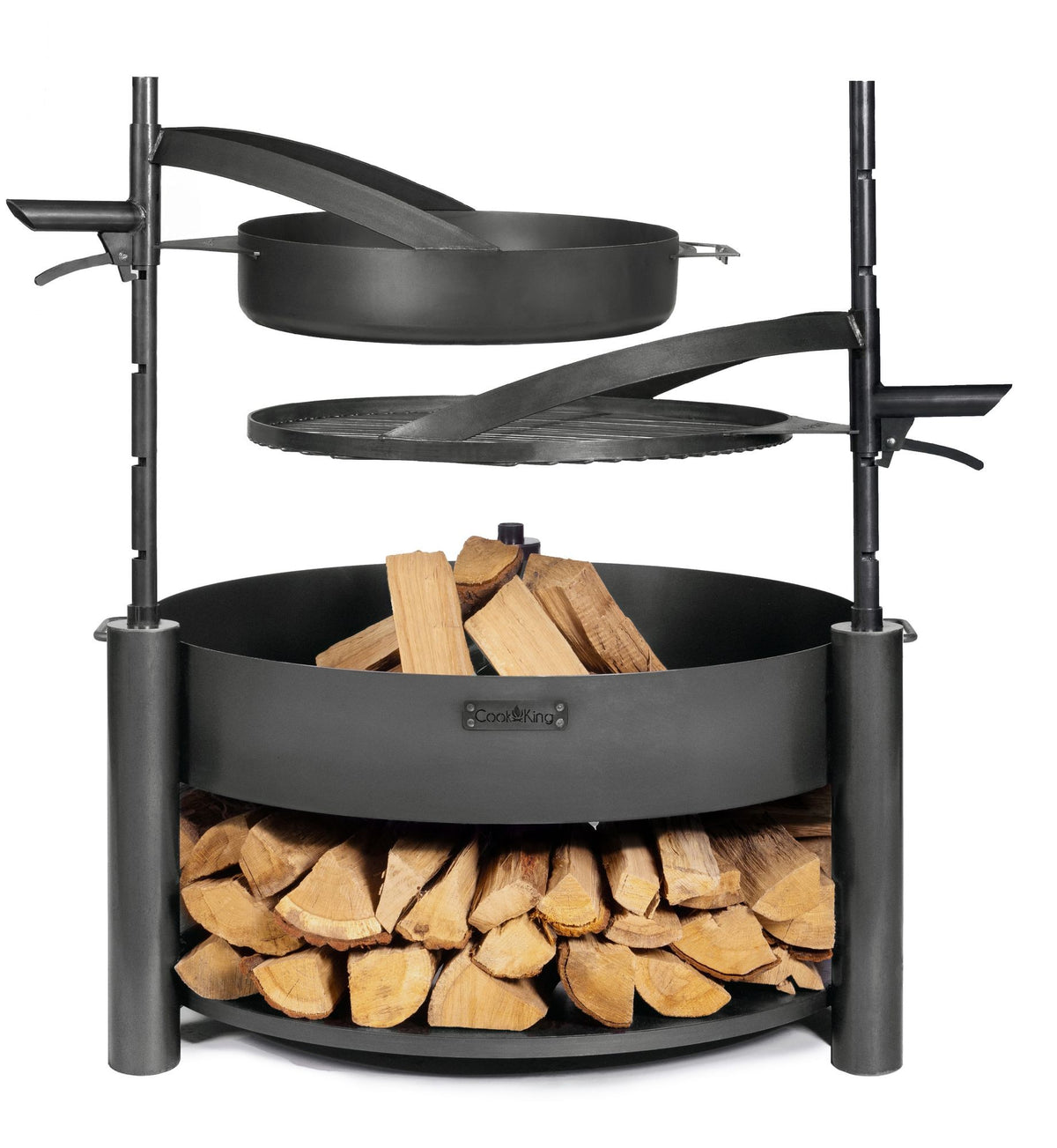 Cook King – Pack Brasero de jardin multifonction « MONTANA X » 80 cm avec grille de cuisson 60 cm, mât supplémentaire et poêle en acier brut 50 cm — vue du produit