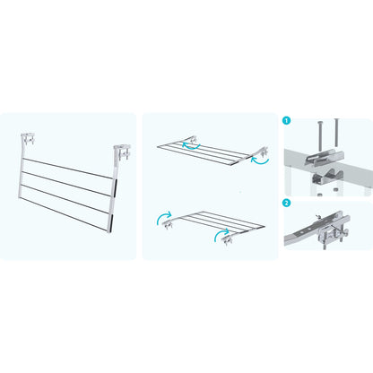  Etendoir a Linge Exterieur, supports de balcon, Sechoir a linge, blocage en 3 positions, charge max.15kg, Colombo BALCON , 2
