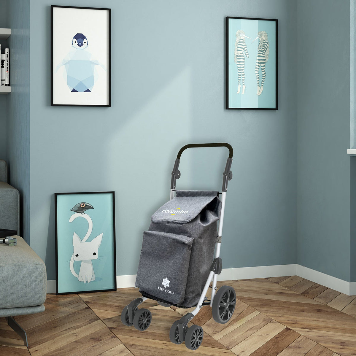 Chariot de Course, Chariot de Course Solide, Capacité 50 L, Gris, Colombo TROLL, 3