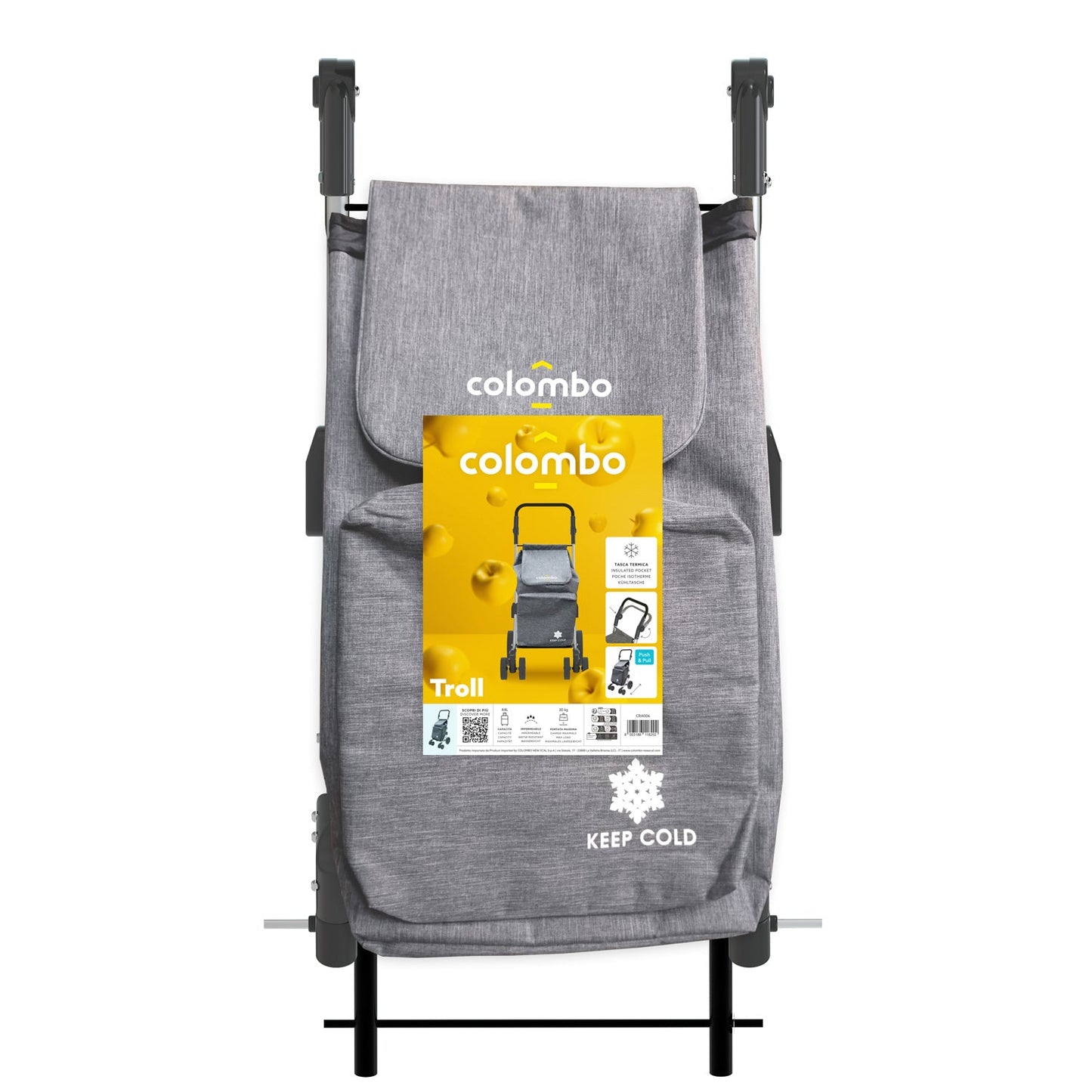 Chariot de Course, Chariot de Course Solide, Capacité 50 L, Gris, Colombo TROLL, 2