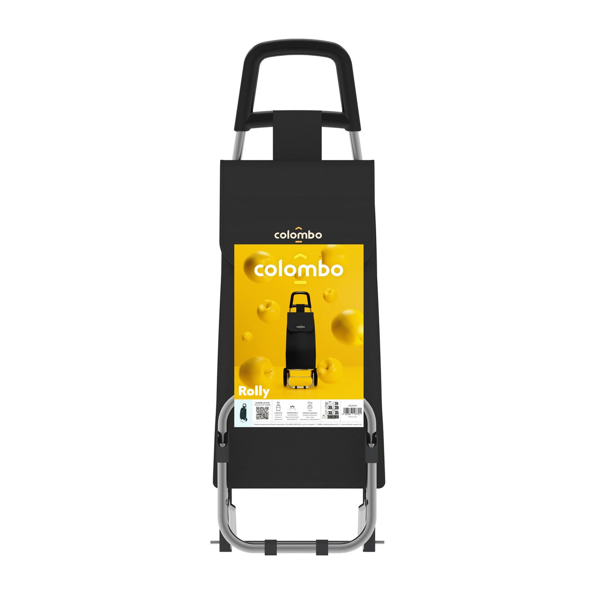 Chariot de Course, Chariot de Course Pliable, 25 kg, Poussette de marché, Noir, Colombo ROLLY