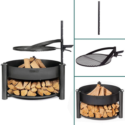 Braséro de jardin avec grille multifonctionnel «MONTANA X» de la grille 60 cm, Cook King, 3
