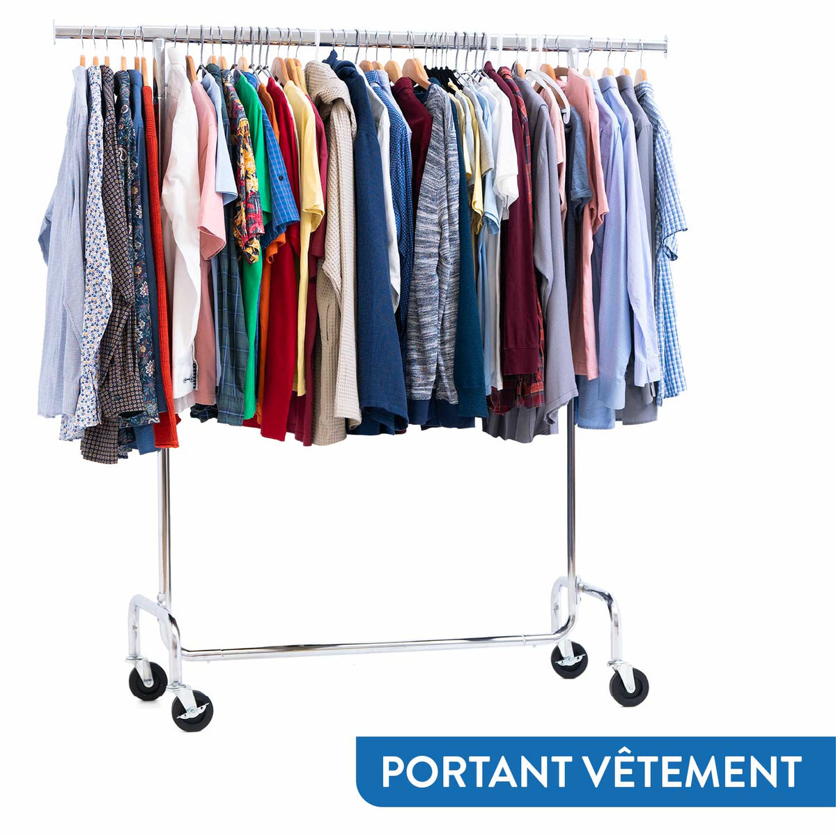 Portant Vêtement Solide, avec Housse Imperméable, sur Roulettes, Charge 130 kg, Réglable, Acier Chromé, Tatkraft Didrik & Schild, 5