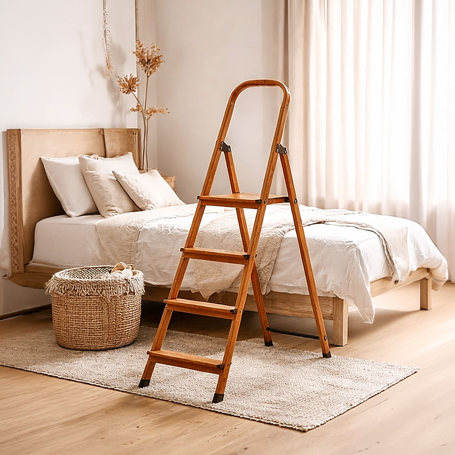 Escabeau Domestique, design scandinave, 4 marches, Tatkraft Upgrade 4, br