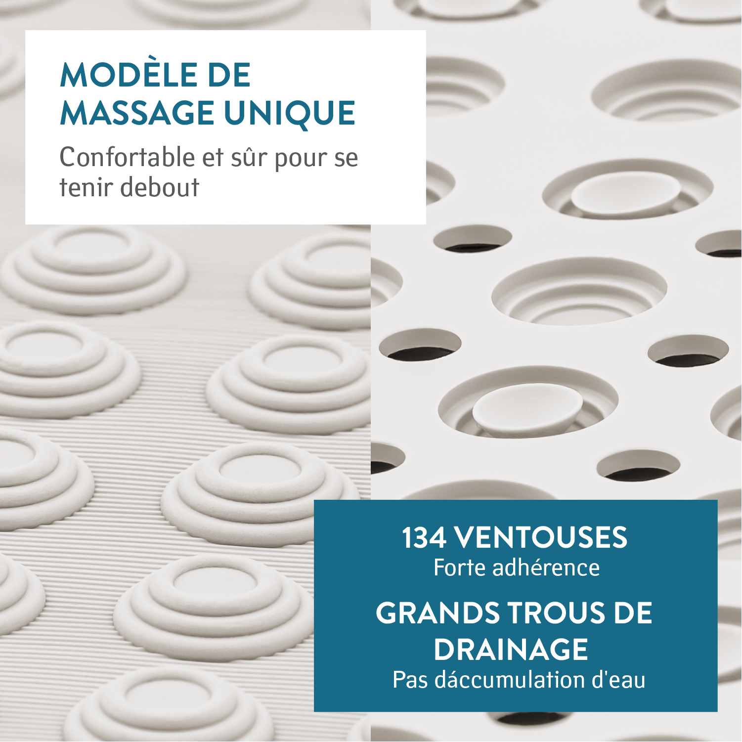 Tapis de Douche Antidérapant Senior, Tapis Douche Italienne, Tapis de Douche Antidérapant pour Personne Âgée, Tatkraft Detail Blanc 6