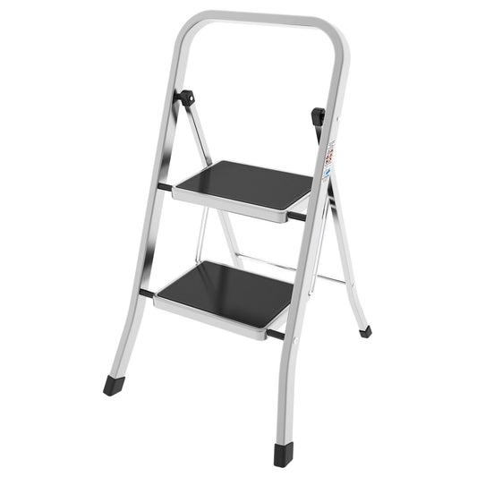  Escabeau 2 marches, Petit Escabeau Pliable, marches 30x21 cm, charge max.150 kg, Colombo FACTOTUM ALUMINIUM , 1