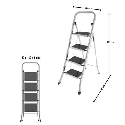  Escabeau 4 marches, Escabeau Pliable, Escabeau Sécurisé, marches 30x21 cm, charge max.150 kg , Colombo FACTOTUM ALUMINIUM , 2