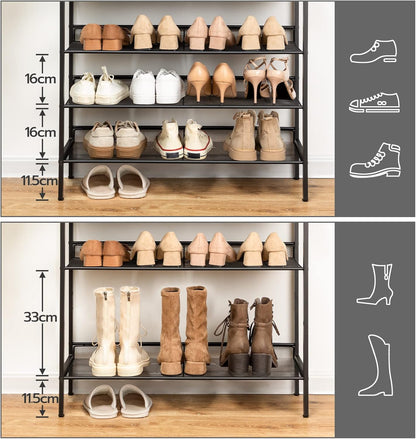 Étagère à Chaussures, 8 Niveaux, Étagère en métal, 7 Étagère réglable, pour 21-28 Paires, Étagère étroite, Marron Noir, HOOBRO, 2