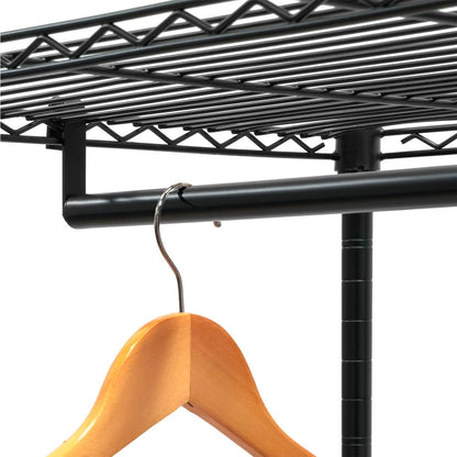 art moon Buffalo - Penderie tissu, armoire tissu avec roulettes, portant à vêtements solide jusqu’à 70 kg, range-chaussures, 75 × 45 × 156,5 cm, noir coton