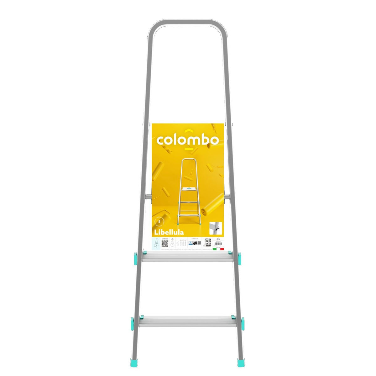 Escabeau 3 marches, Escabeau Pliable, Escabeau Sécurisé, Hauteur 61cm, Charge max. 150kg, Aluminium, Colombo LIBELLULA , 5