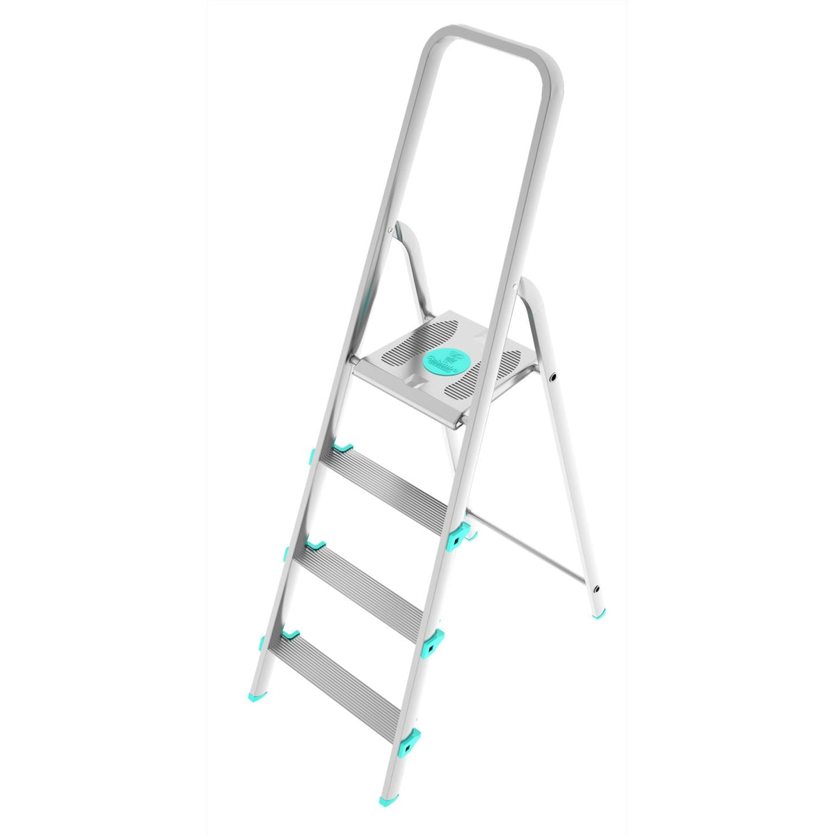 Escabeau 4 marches, Escabeau Pliable, Escabeau Sécurisé, Hauteur 84cm, Charge max. 150kg, Aluminium, Colombo LIBELLULA , 1