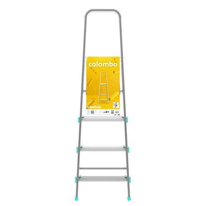 Escabeau 4 marches, Escabeau Pliable, Escabeau Sécurisé, Hauteur 84cm, Charge max. 150kg, Aluminium, Colombo LIBELLULA , 5